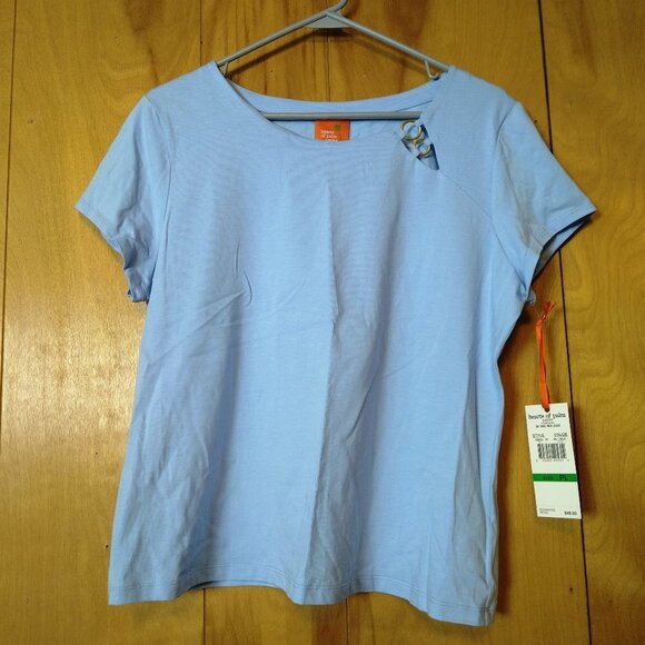 HEARTS OF PALMS PETITE LARGE BLUE SHORT SLEEVE PULLOVER SHIRT NEW WITH TAGS - Picture 1 of 5